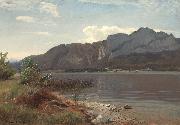 Hans Gude Landskap fra Drachenwand ved Mondsee oil painting